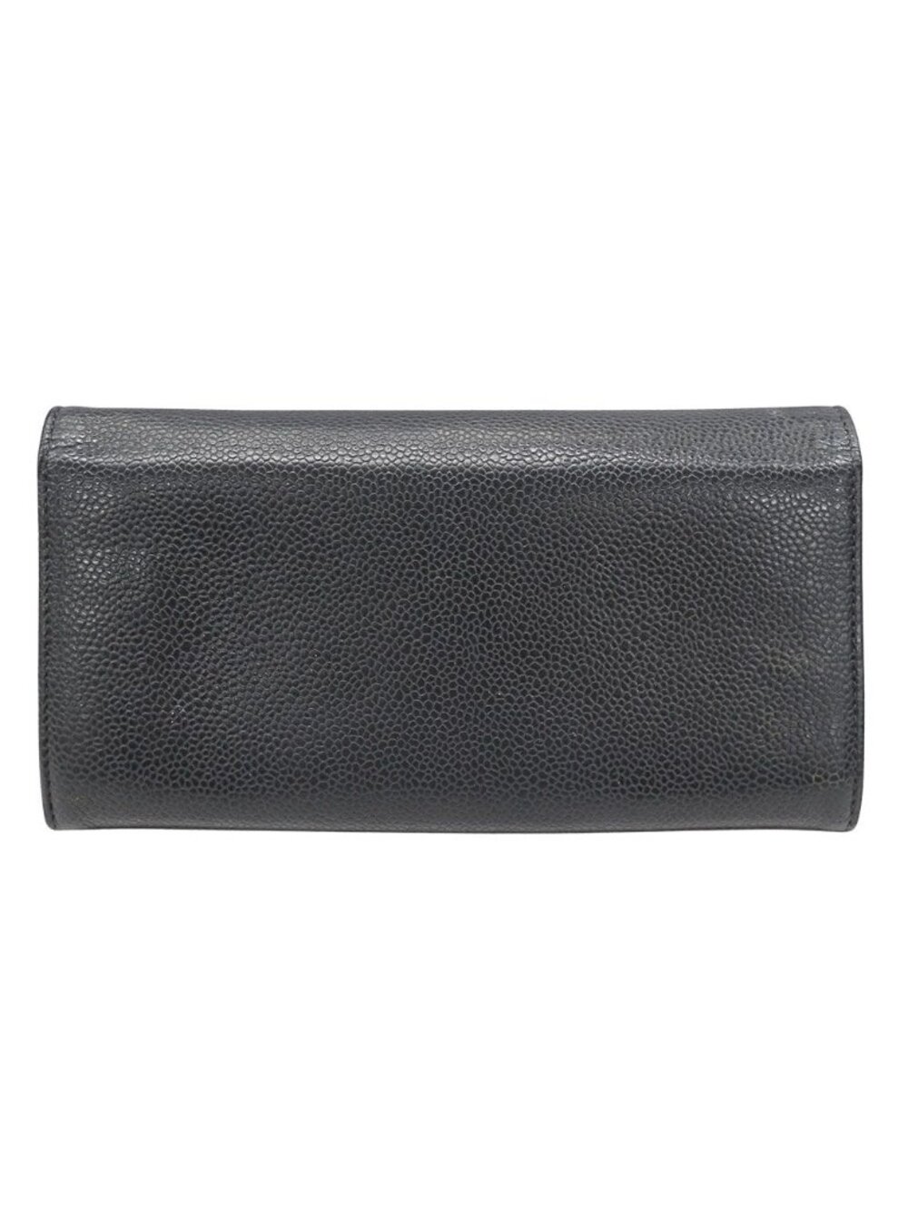 Chanel Wallet Caviar Leather Charcoal Gray Flap Type Logo Adult - Picture 2 of 15